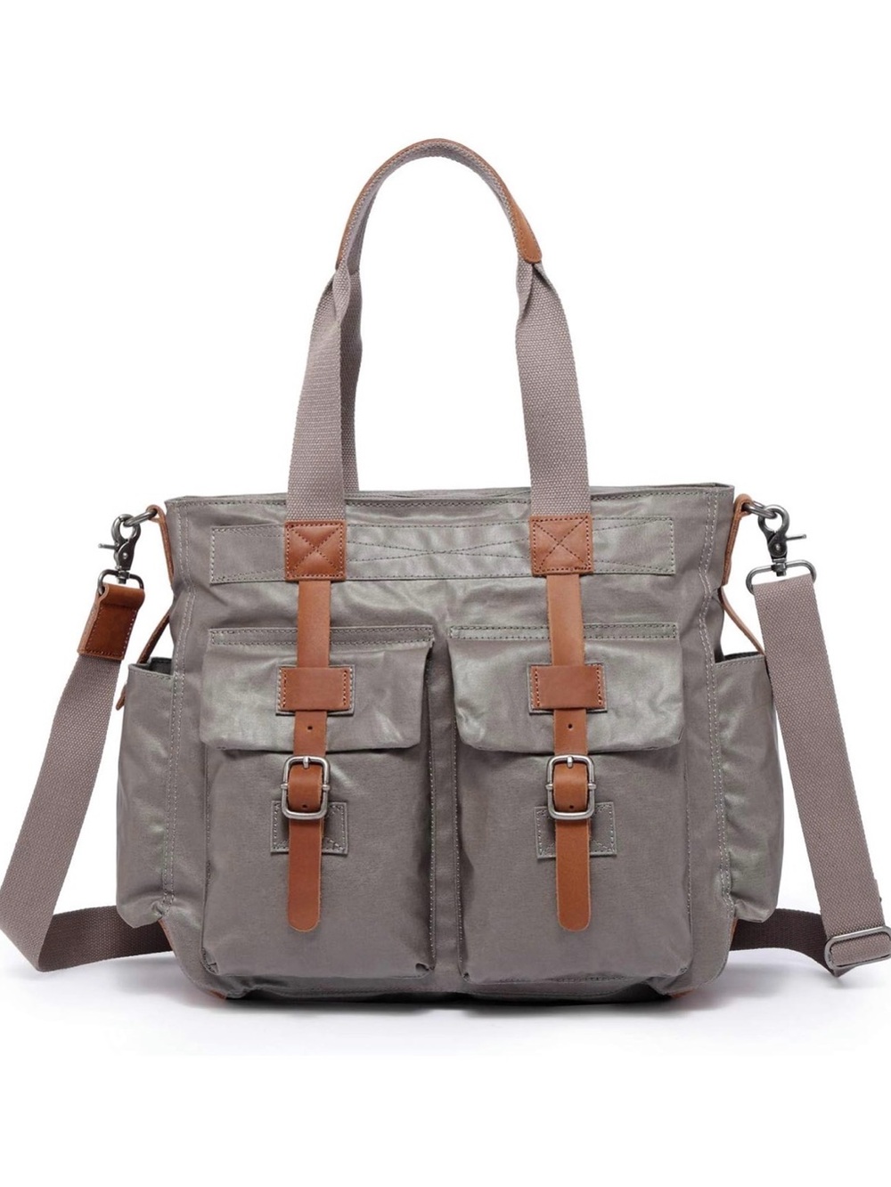 TSD Brand Urban Light Coated Canvas Tote Bag
